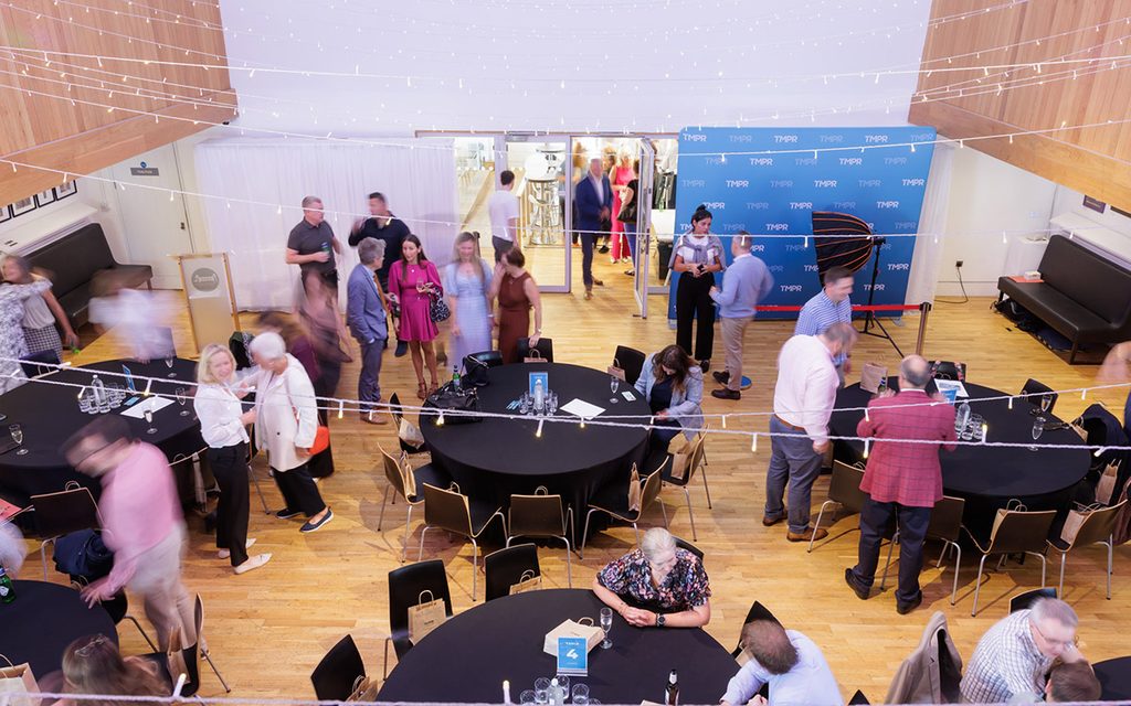 an overhead shot of a corporate event