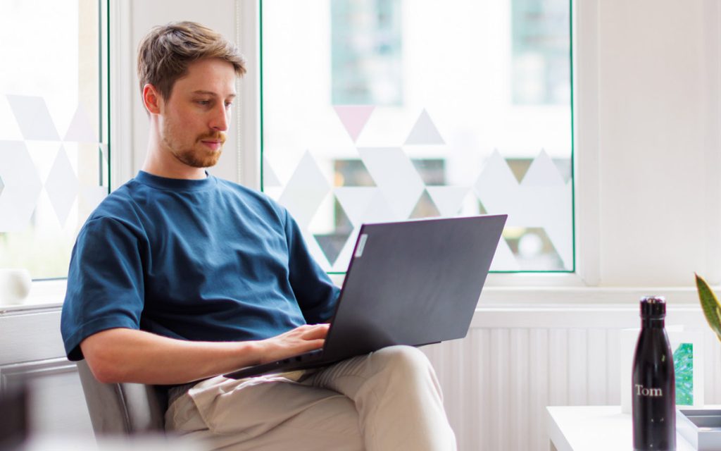 a man working on a laptop